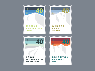 Ski Resort Stamps mountain postage resort ski stamp