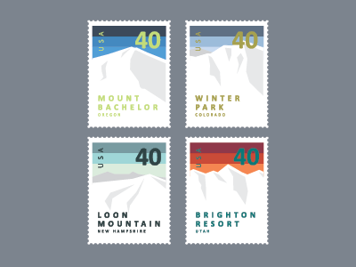 Ski Resort Stamps