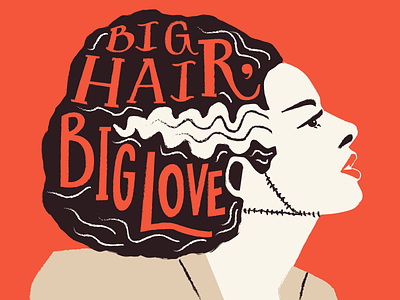 Big Hair, Big Love big hair bride of frankenstein halloween horror illustration scary vintage