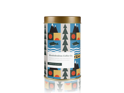 Coffee Packaging coffee fish mountains nature packaging sun tin tree