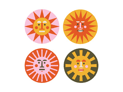 Sunny Faces Round II badges desert faces geometric illustration shapes sun sunny vector