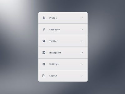 Social Menu clean list menu minimal nav navigation profile psd simple social ui
