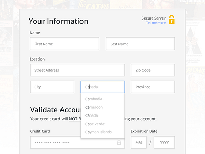 Payment Form clean credit card dropdown field form input minimal payment sign up signup simple ui