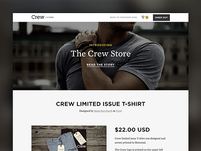 Introducing The Crew Store clean crew ecommerce grungy hero landing page shop shopify simple store web design