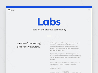 Crew Labs clean crew crew labs lander landing page marketing one page page simple typography web web design