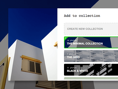 Add to Collection add to collection collections interface list modal select ui unsplash