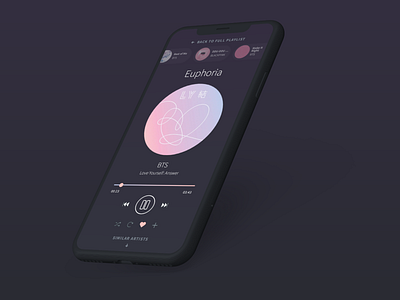 Daily UI – 009 Music Player daily ui dailyui gradient iphone xr minimal mobile app music music player music player ui playlist song ui design