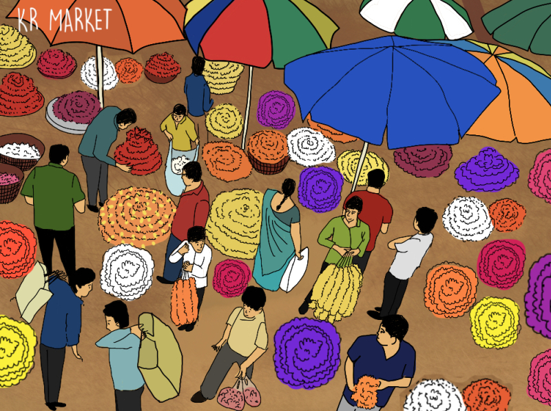 Market | Art drawings for kids, Nature art drawings, Diwali drawing
