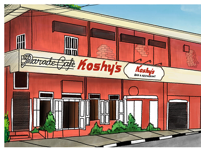 Koshy's Bar and Restaurant bangalore historical illustration india