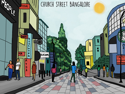 Church Street, Bangalore augmented reality bangalore illustration india karnataka postcard