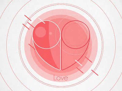 Love circle heart line love pink red shape stripes vector