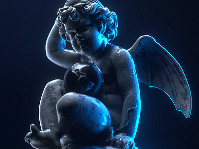 2016.11.// 007 3d baby black blue cinema4d design graphics lighting motion octane render wings