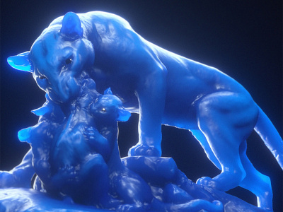 2016.11// 014 3d animal black blue cinema4d design graphics lighting motion octane panther render