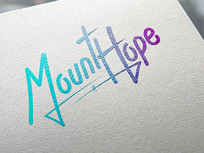 Mount Hope Community Baptist Church Logo blue custom design gradient hand type hand written logo mark paper purple type