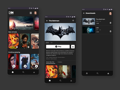 Movie streaming app concept app app design black dark design mobile app mockup movie new prototype streaming ui ux
