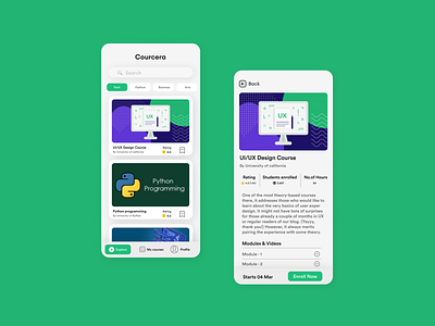 Coucera - A new e-learning platform app app design branding design e leaarning green illustration light lms logo theme ui ux white