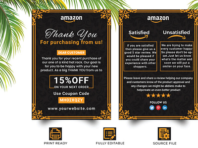 Amazon Thank You Card amazon amazon thank you card bannerdesign bhfyp branding brochuredesign design graphic design graphicdesigner greetings card illustration invitation card logo package insert product insert thank you card ui