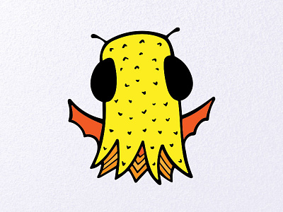 Wingbro doodle illustration monster squid vector wings