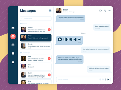 Daily UI #013 Messenger app app app design chat dailyui dailyuichallenge design figma message messages messenger signal social media talk telegram ui ux viber web design whats app whatsapp