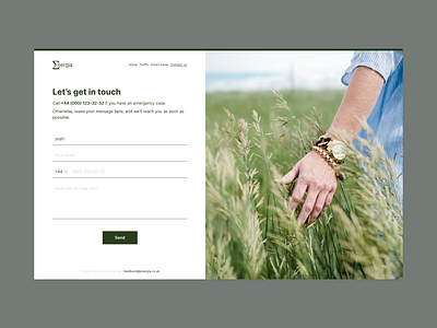 Contact form for energy company // Daily UI 28