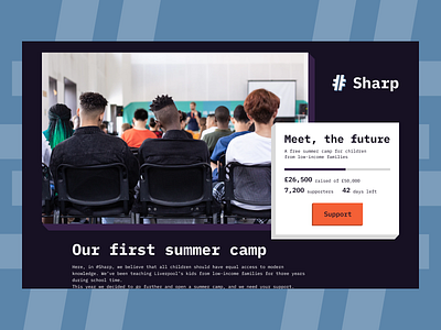 Educational summer camp crowdfunding campaign page // Daily UI charity children dailyui dailyuichallenge design education figma it knowledge summer camp ui web design website website design