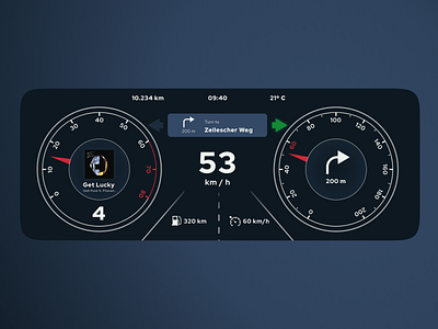 Virtual cockpit car dashboard design // Daily UI