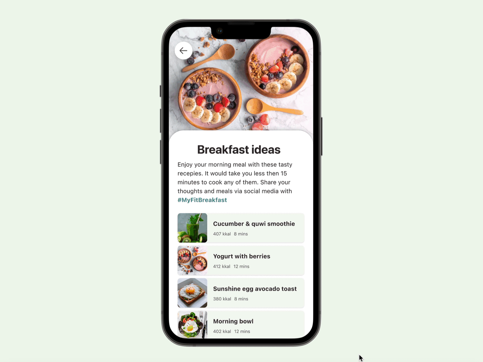 Wellness app recipie page | Daily UI app awareness dailyui dailyuichallenge design figma fit fitness fitness app food health meal recipie sport tasty ui ui animation wellness