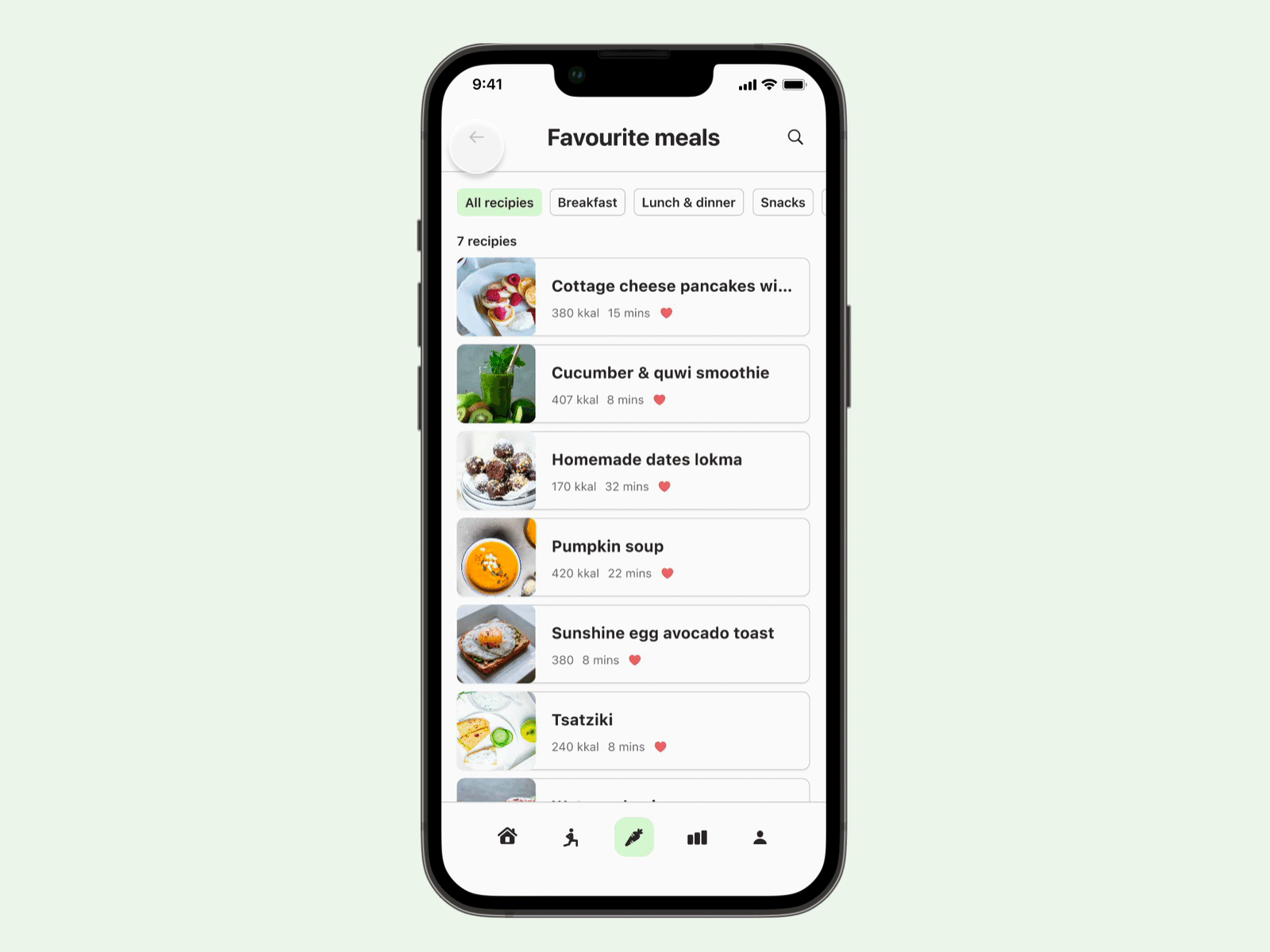 Wellness app favourites meals