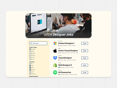 UI/UX Designer Job Board | Daily UI dailyui dailyui50 dailyuichallenge design designer figma hr job job board job list linkedin ui vacancy web design website work