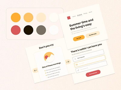 Summer time mood palette | Weekly warm-up color color palette colour colour palette design figma heat landing page price registation sand sand palette summer summer heat ui warm warm palette warmup web design website