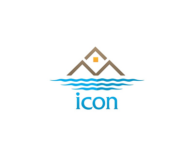 Icon Logo Design blue design food icon lake line logo place restaurant view water wave