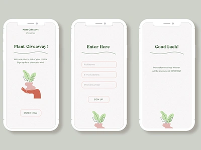 Plant Giveaway Sign Up Screen app design flat illustration illustrator minimal typography ui vector