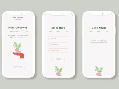 Plant Giveaway Sign Up Screen