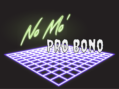 No Mo' Pro Bono 1984 80s comic digital logo neon retro future retrowave synthwave vaporwave vhs vhs glitch