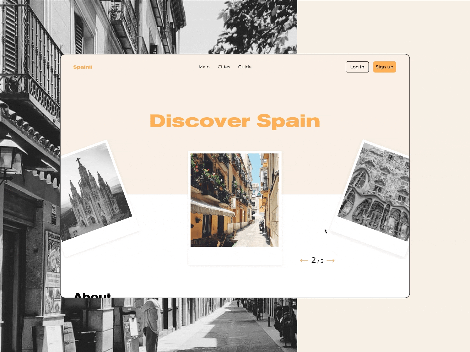 Spainli travel agency animation concept design hover navigation spain tour travel ui