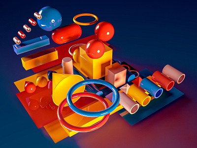 Afternoon Delight 3d 3d art abstract abstract 3d abstract art abstraction adobe dimension afternoon ball box design dimension illustration shape simple shape tube