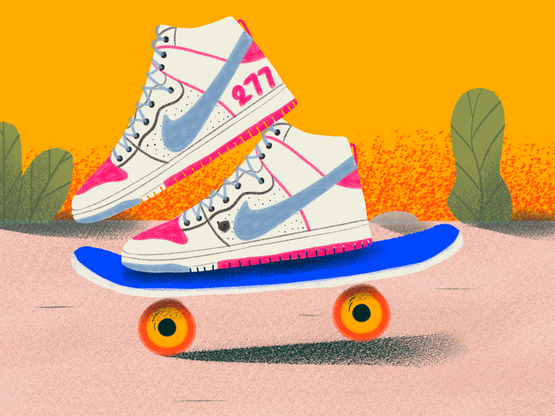 Sneakers animation digital painting illustration nike skate skateboarding sneakers