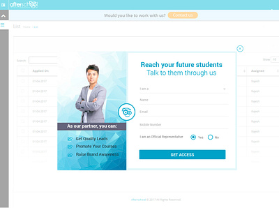 Popup for Afterschool website branding illustration ui ux design