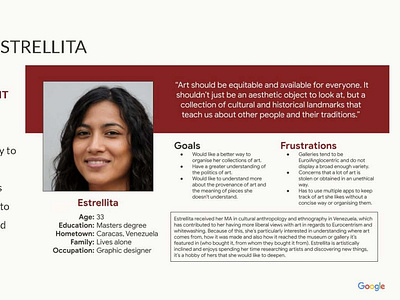 PERSONA: ESTRELLITA persona ux design webdesign