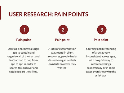 USER RESEARCH: PAIN POINTS