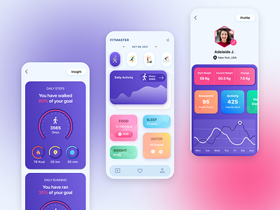 Mobile App Design for Fitness and Workout - Fit Master activity app clean creative design exercise fitness fitness app gym ios minimal mobile design sport ui ui design user experience user interface design ux ux design wellness workout