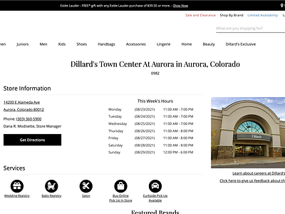 Store Locations | Dillard's | Mockup