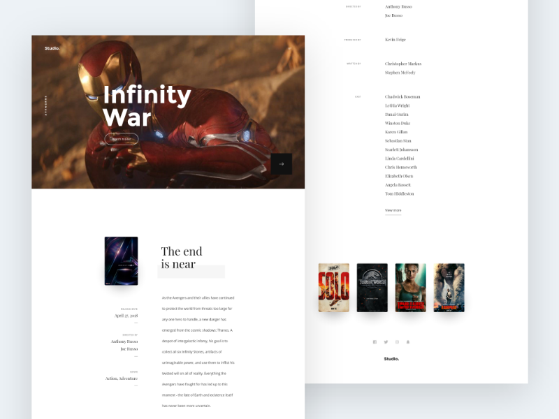 Page - Movie ux ui movie landing interface design web