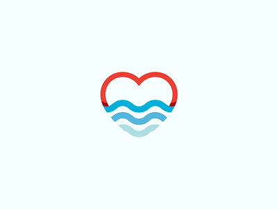 Wave of Love brand date heart identity logo love mark personal sea water wave