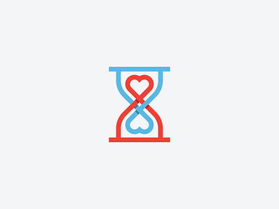 Love Time Logo - FOR SALE brand branding couple date flat for sale forsale heart hourglass infinity logo love mark premade premade logo sale time