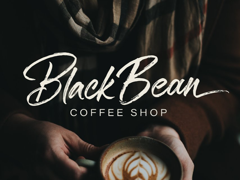 Black Bean Brush Calligraphy Logo brush calligraphy lettering brand branding identity logo