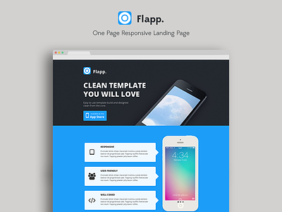 Flapp Responsive Template app clean iphone one page site template theme themeforest ui ux website