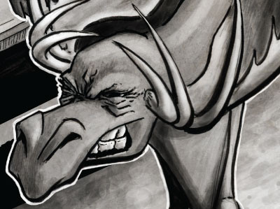 Angry Moose, finished illustration moose
