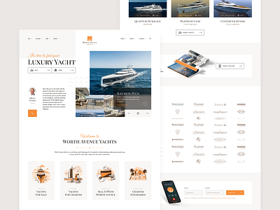 Worth Avenue Yachts Website Redesign adobe photoshop animation design e commerce figma flat graphic design icon illustration luxury minimal orange redesign ui ux web web design website white yachts