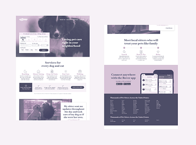 Rover | Web Redesign adobe xd branding landing page marketing page monochromatic ui design ux design web design